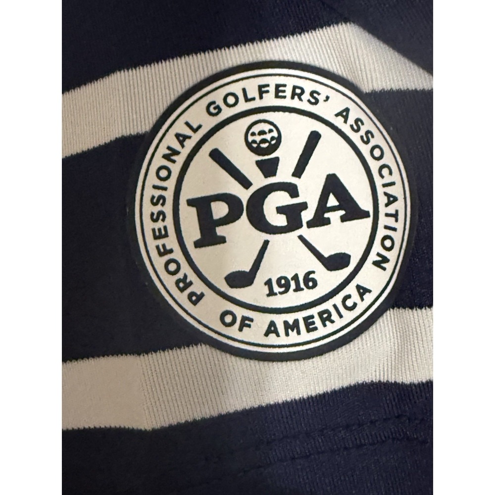 Polo Ralph Lauren Golf Polo Sz L Blue White Striped PGA Quail Hollow Logo - Picture 5 of 14